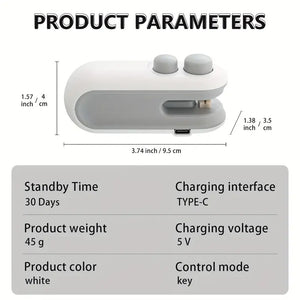 Portable Mini Sealing Machine 2 in 1 USB Rechargeable Magnetic Bag Sealer Heat Seal with Cutter