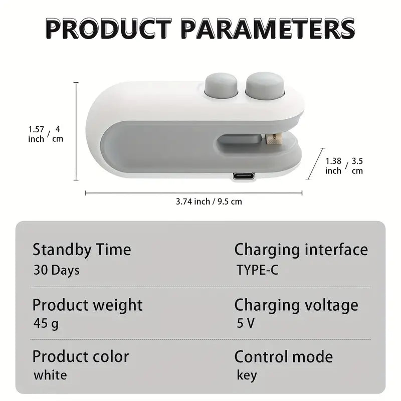 Portable Mini Sealing Machine 2 in 1 USB Rechargeable Magnetic Bag Sealer Heat Seal with Cutter