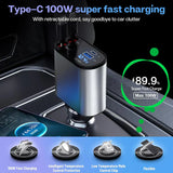 Yasme™️ 4-in-1 Retractable Car 120W Charger with Voltmeter