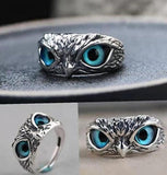 SILVER PLATED OWL RING - ADJUSTABLE SIZE