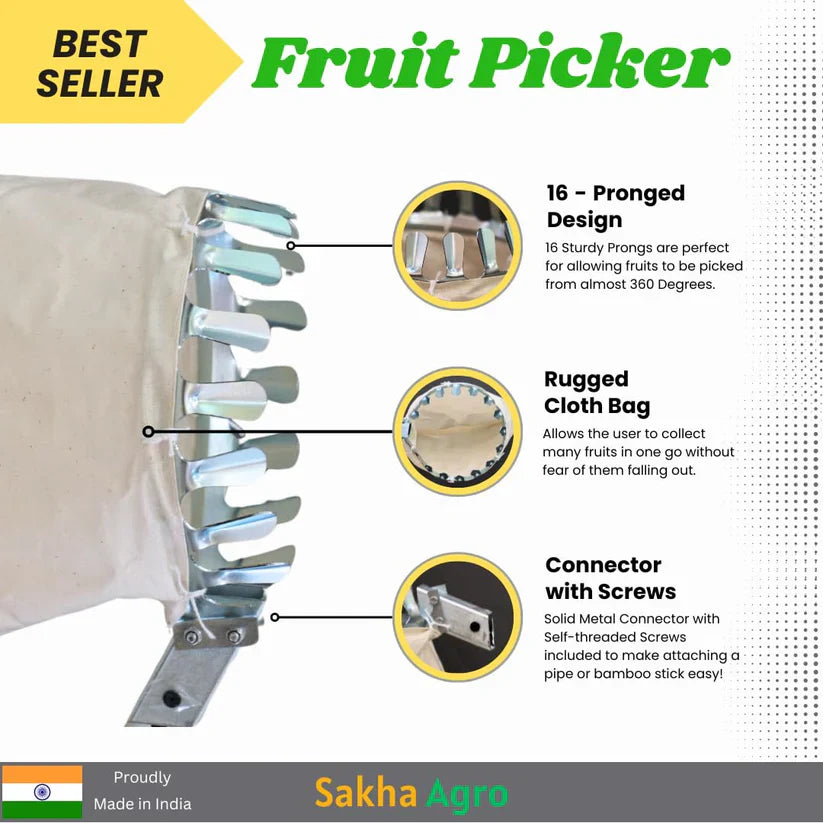 Premium Fruit Picker Basket Tool with Storage Bag