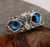 SILVER PLATED OWL RING - ADJUSTABLE SIZE