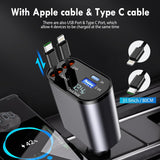 Yasme™️ 4-in-1 Retractable Car 120W Charger with Voltmeter