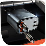 Yasme™️ 4-in-1 Retractable Car 120W Charger with Voltmeter