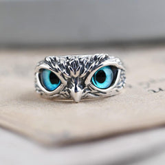 SILVER PLATED OWL RING - ADJUSTABLE SIZE