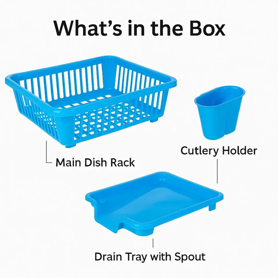Smart Dish Drying Rack with Quick Drainage & Cutlery Holder