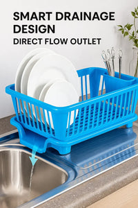 Smart Dish Drying Rack with Quick Drainage & Cutlery Holder
