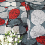 Grey Red Circles King Size Double Bed Elastic Fitted Premium Bedsheet