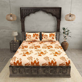 Jaipuri Elephant King Size Double Bed Elastic Fitted Premium Bedsheet
