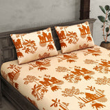 Jaipuri Elephant King Size Double Bed Elastic Fitted Premium Bedsheet