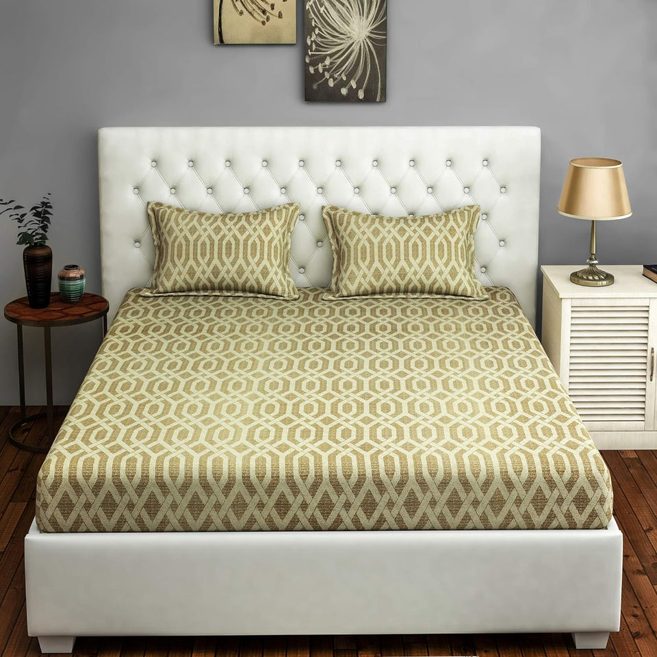 Golden King Size Double Bed Elastic Fitted Premium Bedsheet