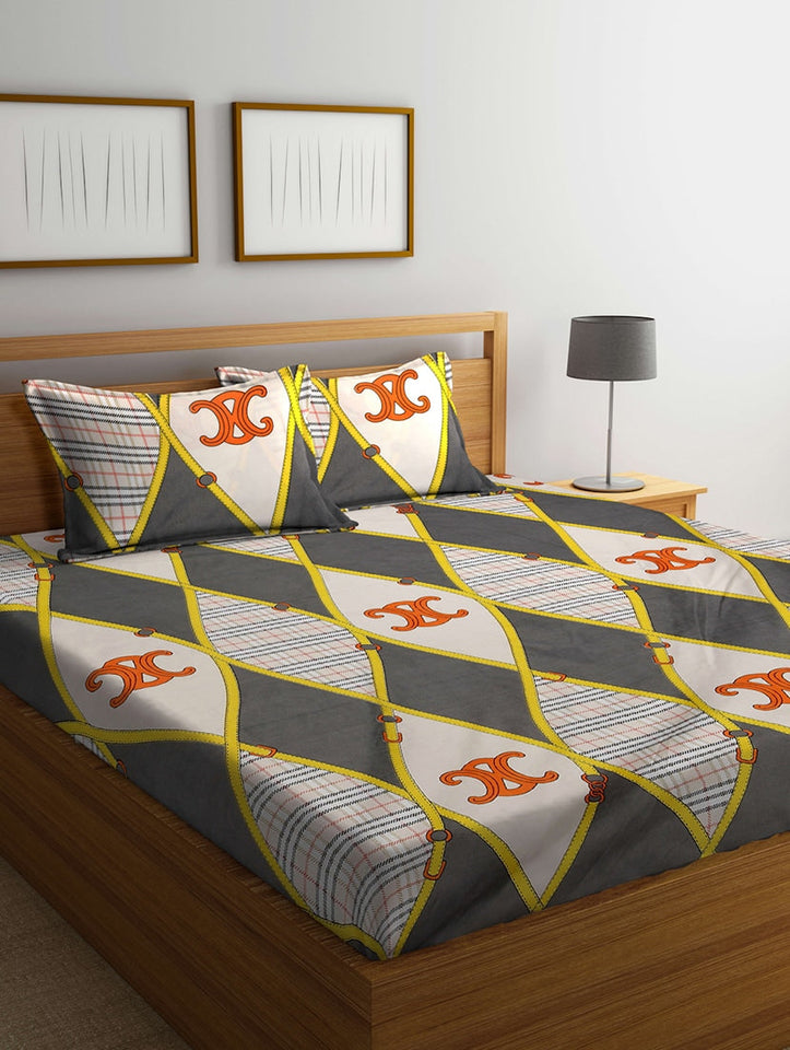 Premium Glace Cotton King Size Elastic Fitted Bedsheet
