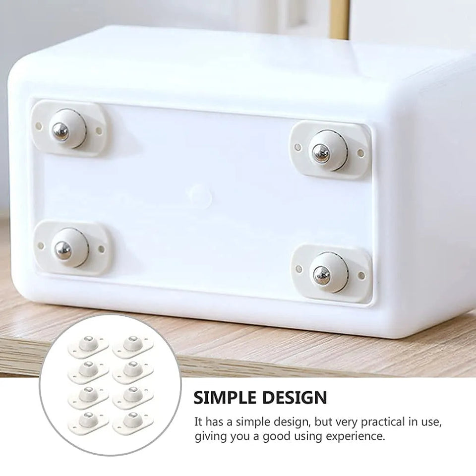 360° Adhesive Reusable Mini Swivel Wheels (Pack of 8 Wheels)