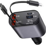 Yasme™️ 4-in-1 Retractable Car 120W Charger with Voltmeter